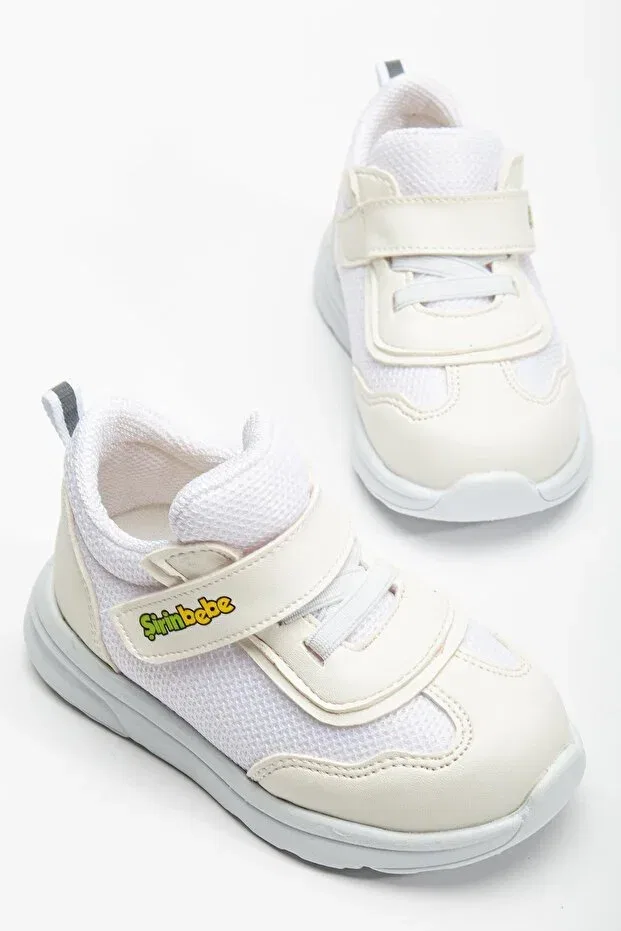Детские ортопедические кроссовки для девочек с липучкой Şirinbebe Dilimler Ayakkabı, White