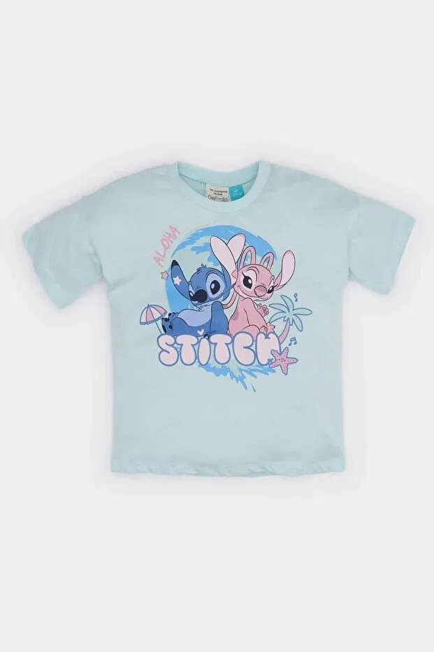 Детская футболка для девочек хлопковая Lilo & Stitch Defacto, Blue-Be495