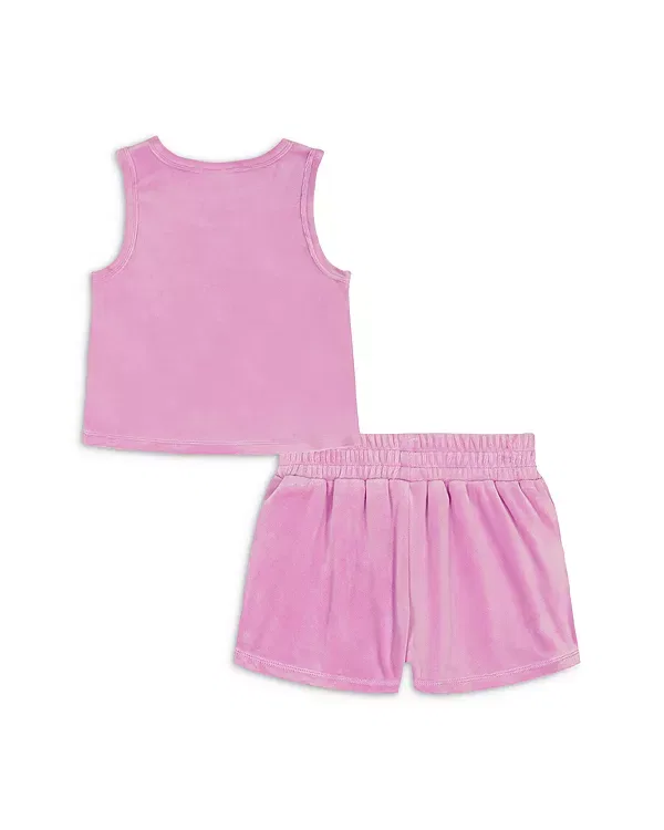 Детский комплект из велюра с принтом Rhinestone Logo Juicy Couture, Prism Pink — фото 2