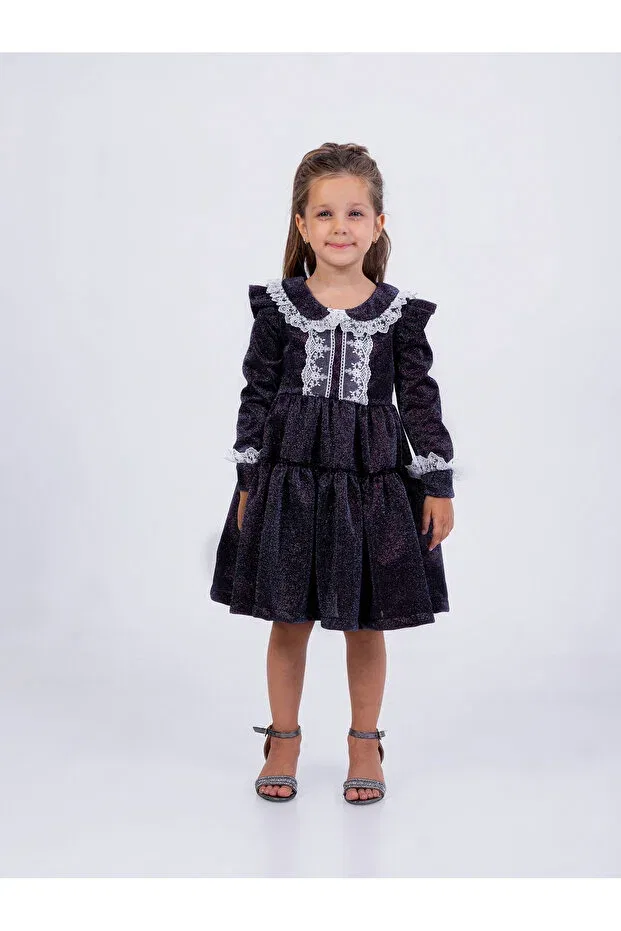 Детское платье для девочек кружевное Filizdens Kids, Navy Blue — фото 2