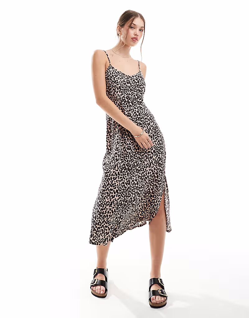 

Платье миди Printed с застежкой на пуговицы и принтом в виде розового леопарда Superdry