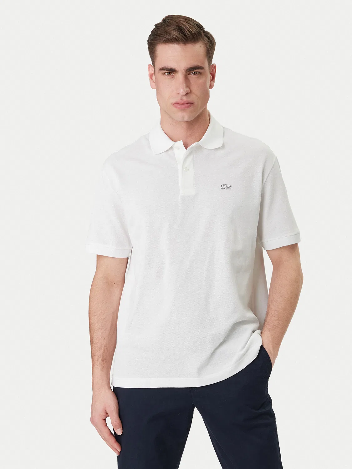 Мужское поло свободного кроя Lacoste, белый