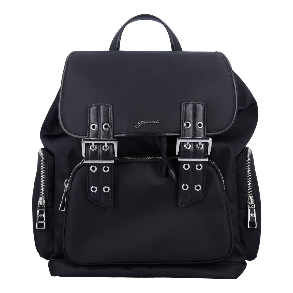 

Рюкзак Ganni Nylon Handbag, черный