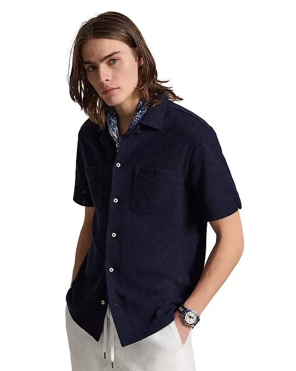 Мужская рубашка с коротким рукавом Polo Ralph Lauren, темно-синий