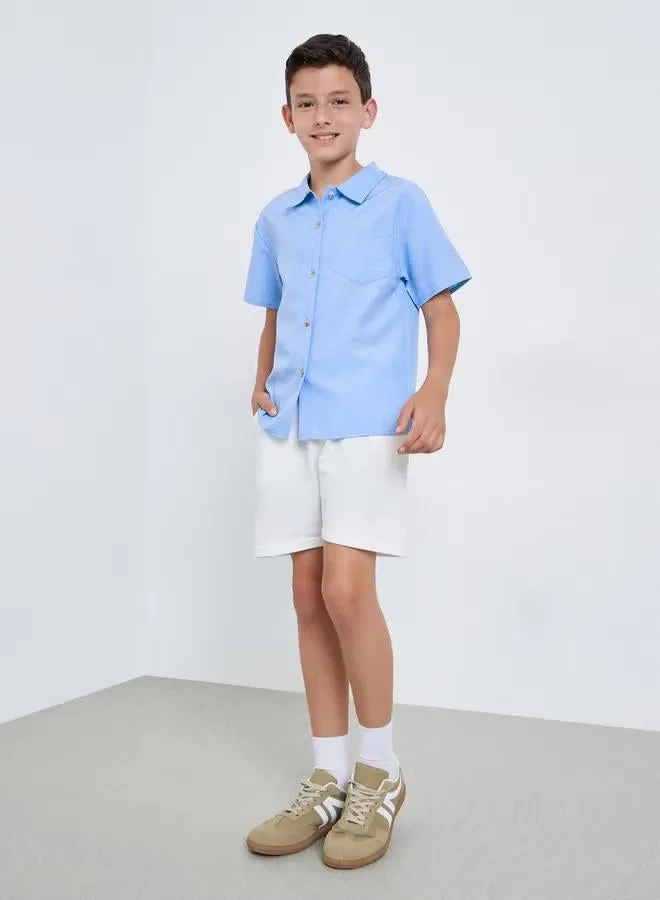 Styli Рубашка с коротким рукавом, синяя — фото 4