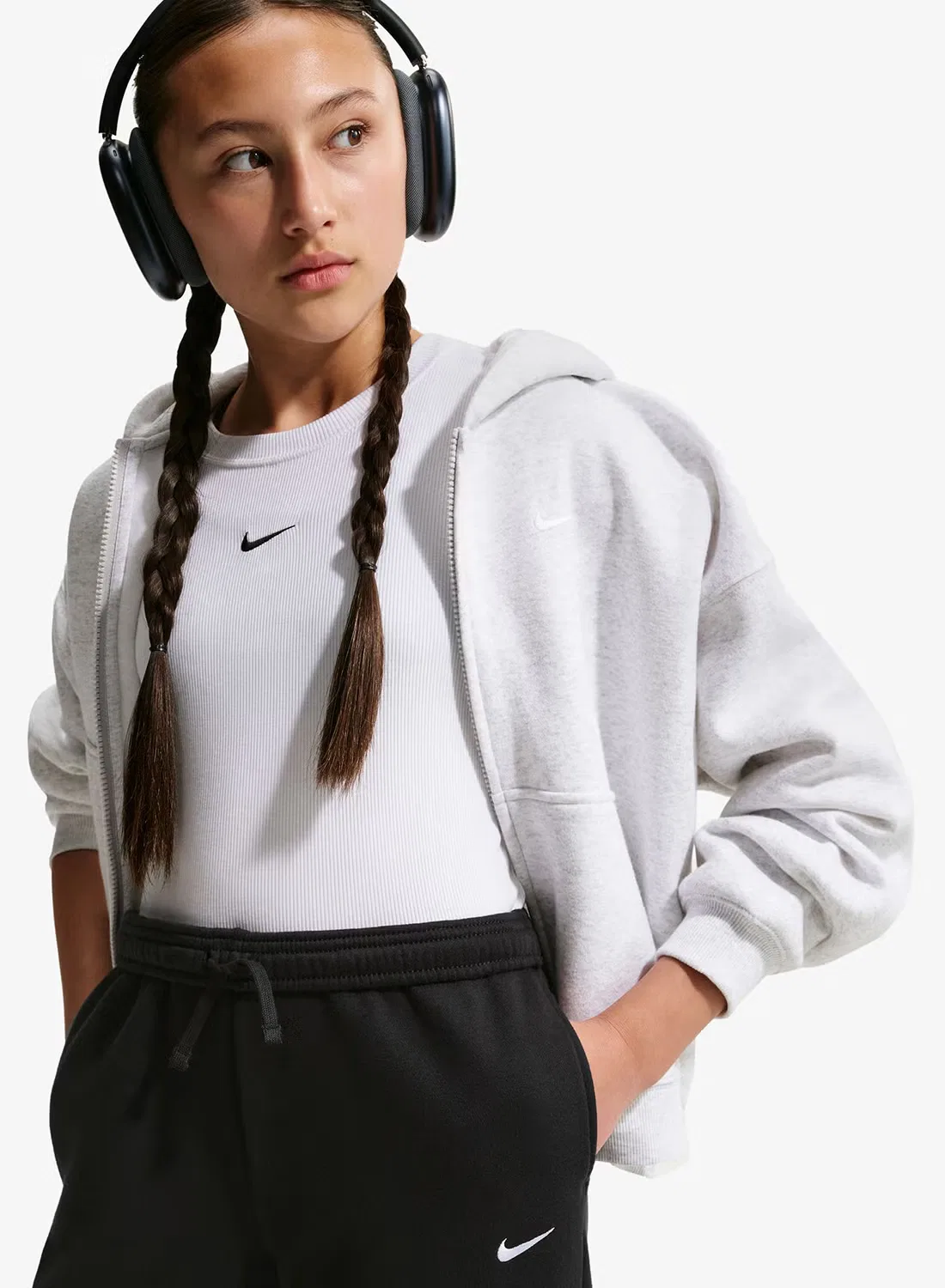 Штаны из футера с логотипом Nike, черный — фото 4