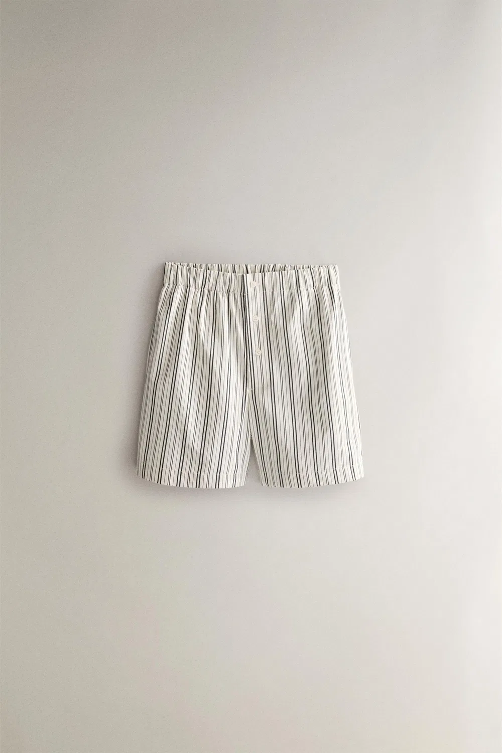 Хлопковые шорты в полоску ZARA, Ecru