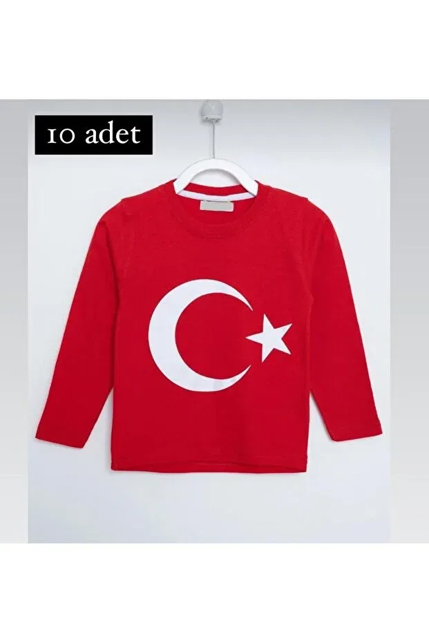 Детская футболка с длинным рукавом для девочек с принтом Unisex signed ataturk printed 10 pieces long sleeve 100year custom t-shirt 23 april 29 october Fatella, Red