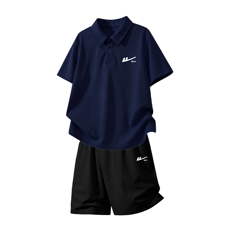 Детский спортивный комплект с отложным воротником, Navy Blue/White Retractable K-Black/White Retractable K, WARRIOR