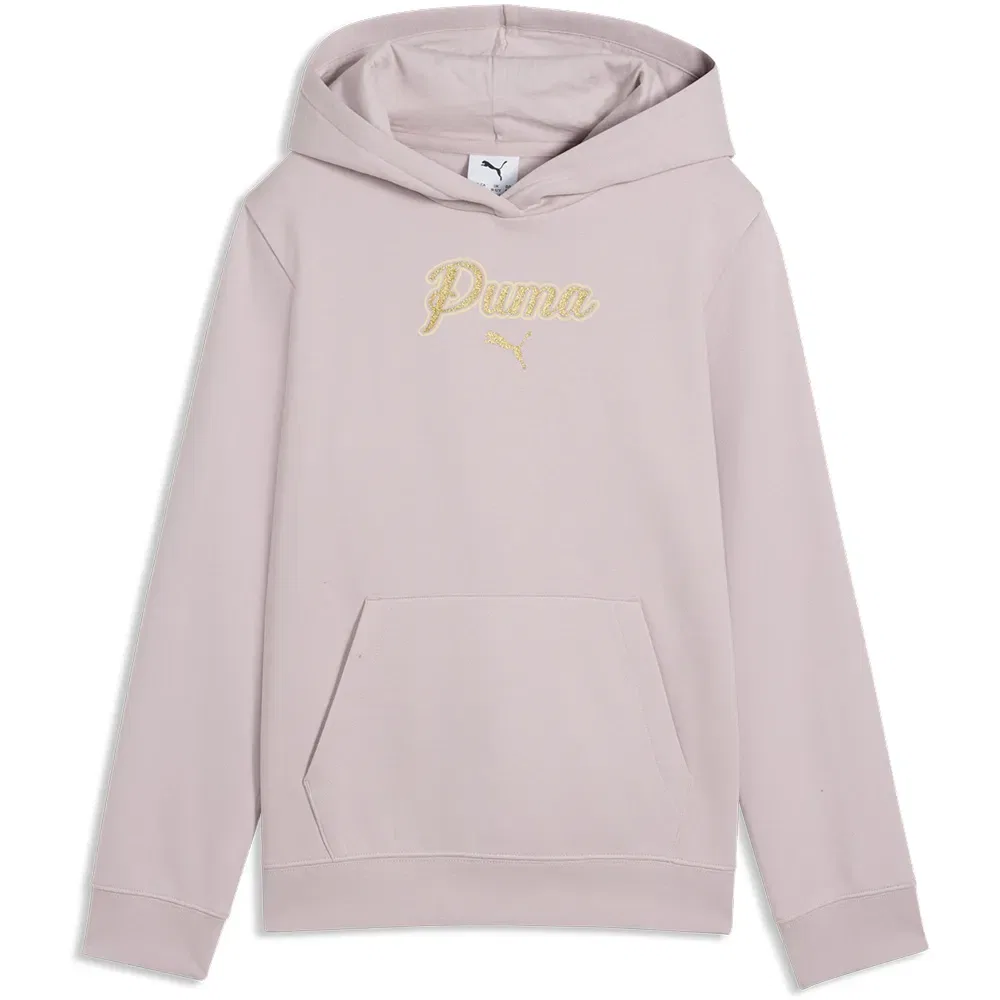 Детское худи с принтом Puma Essential Script Glitter Puma, Pink — фото 3