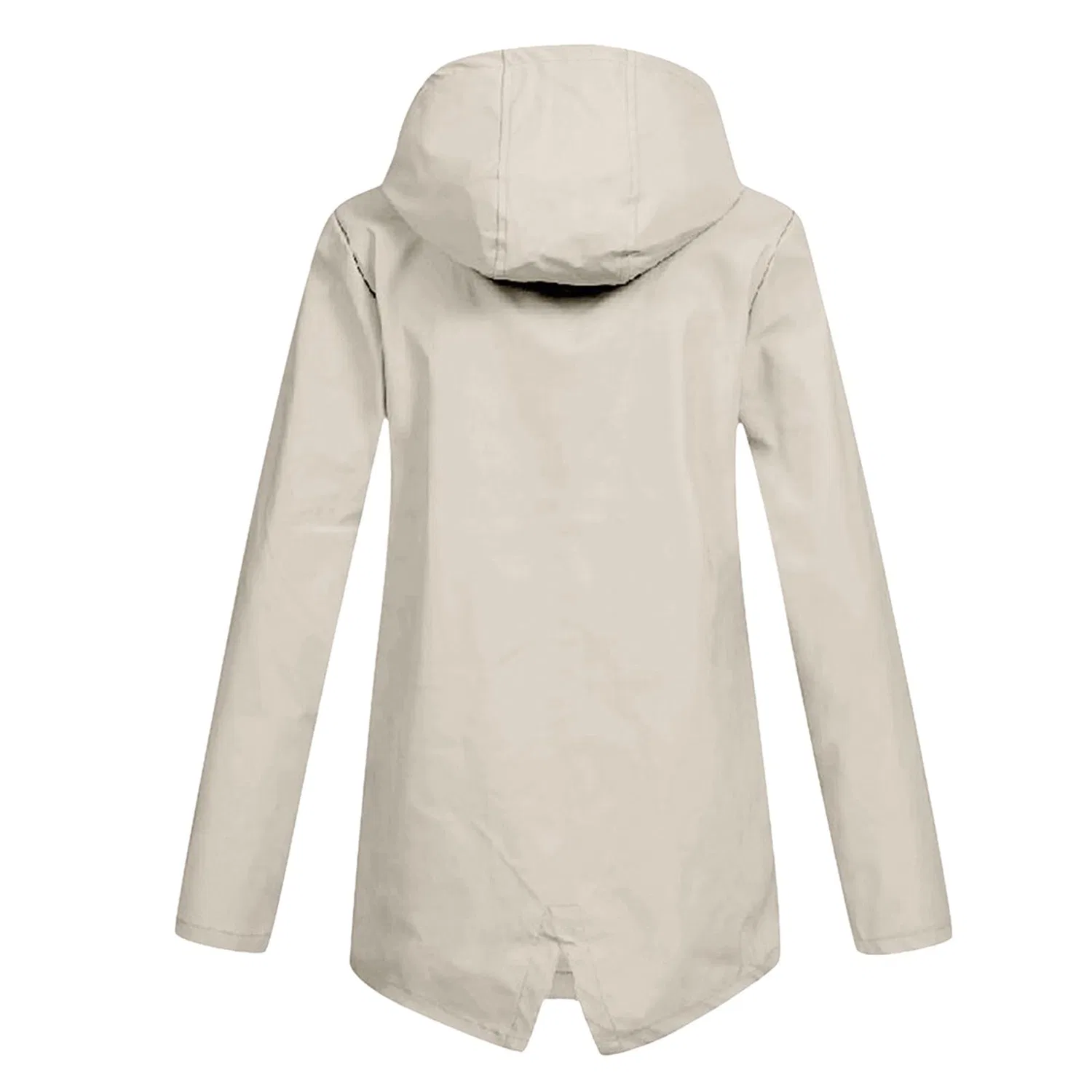 Женская длинная куртка с капюшоном, флисовая, Oversize, Beige — фото 4