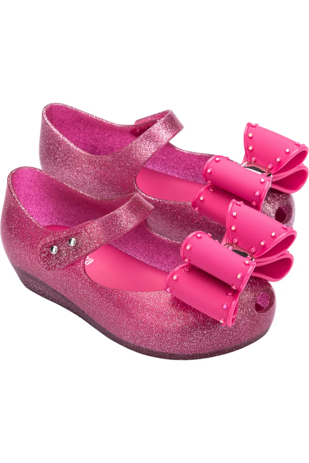 Туфли балетки детские с бантом Ultragirl Mini Melissa, Glitter Pink