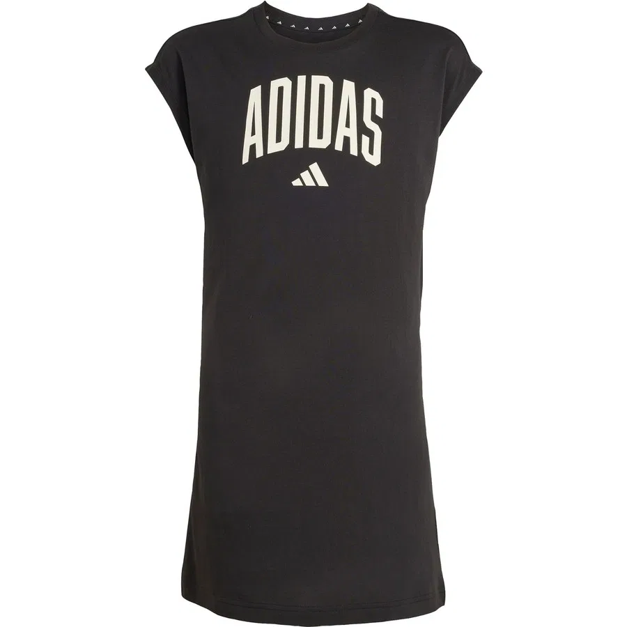 Платье из футера с принтом Seasonals Collegiate Typography adidas, Черно-белый — фото 3