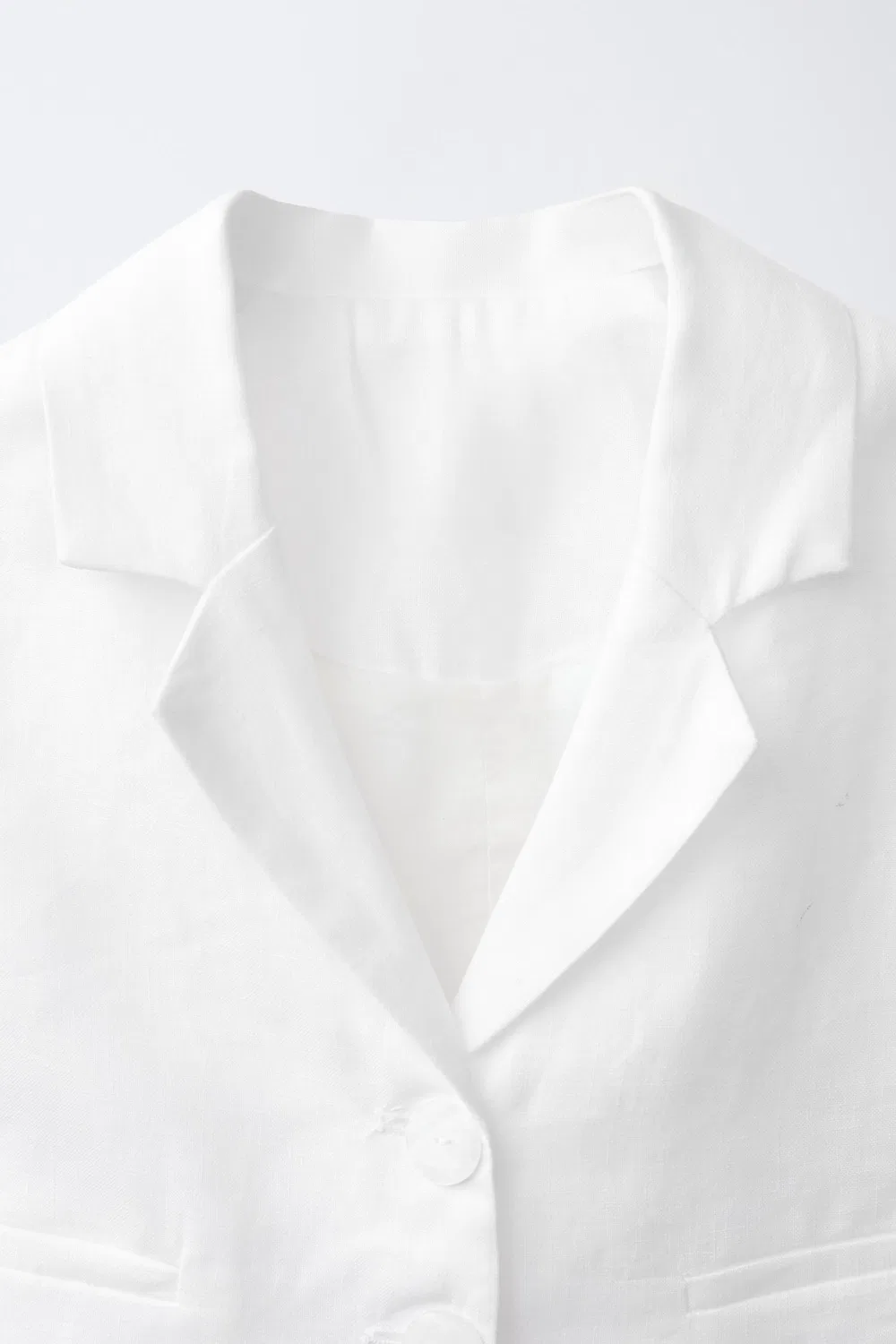 Укороченный блейзер из 100% льна ZARA, Oyster-White — фото 3