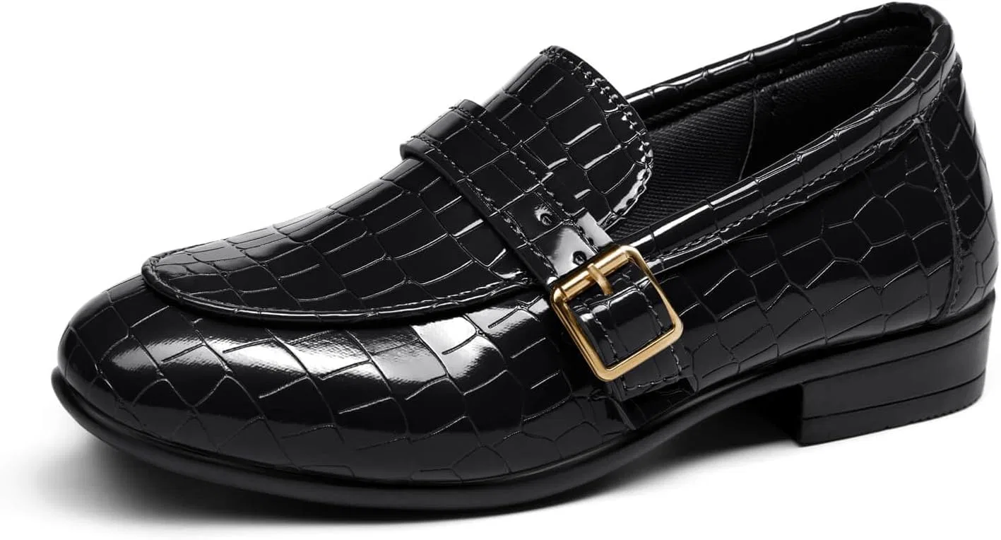 Детские туфли-лоферы для мальчиков Haloumoning, Black-Croc