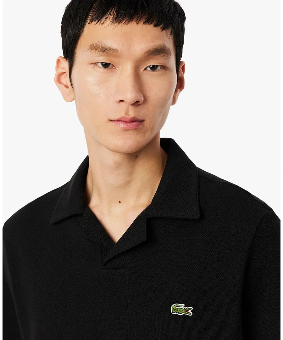 Мужское поло классического кроя с вышитым крокодилом Lacoste, Black — фото 3