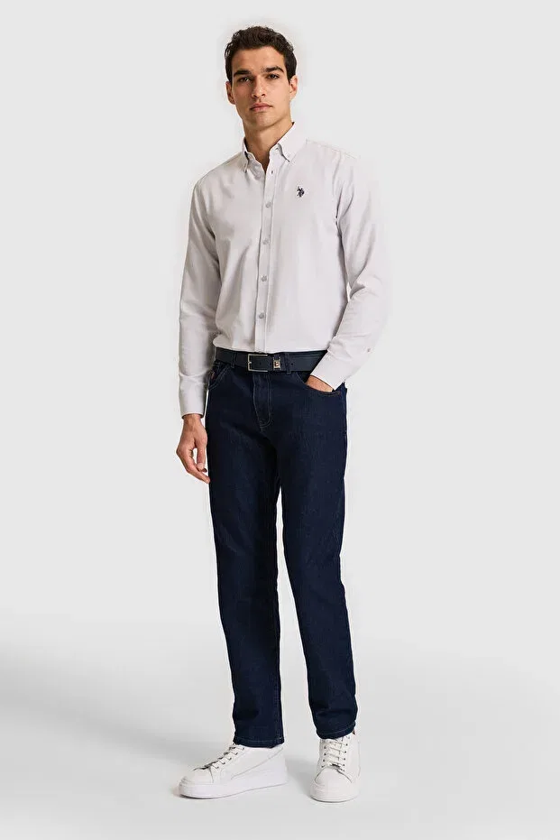 Мужская рубашка с длинным рукавом Basics U.S. Polo Assn., Light Gray — фото 4