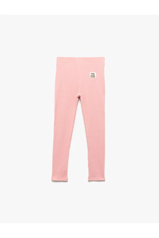 Детские леггинсы для девочек хлопковые Ribbed cotton leggings with elastic waistband Koton, Rose