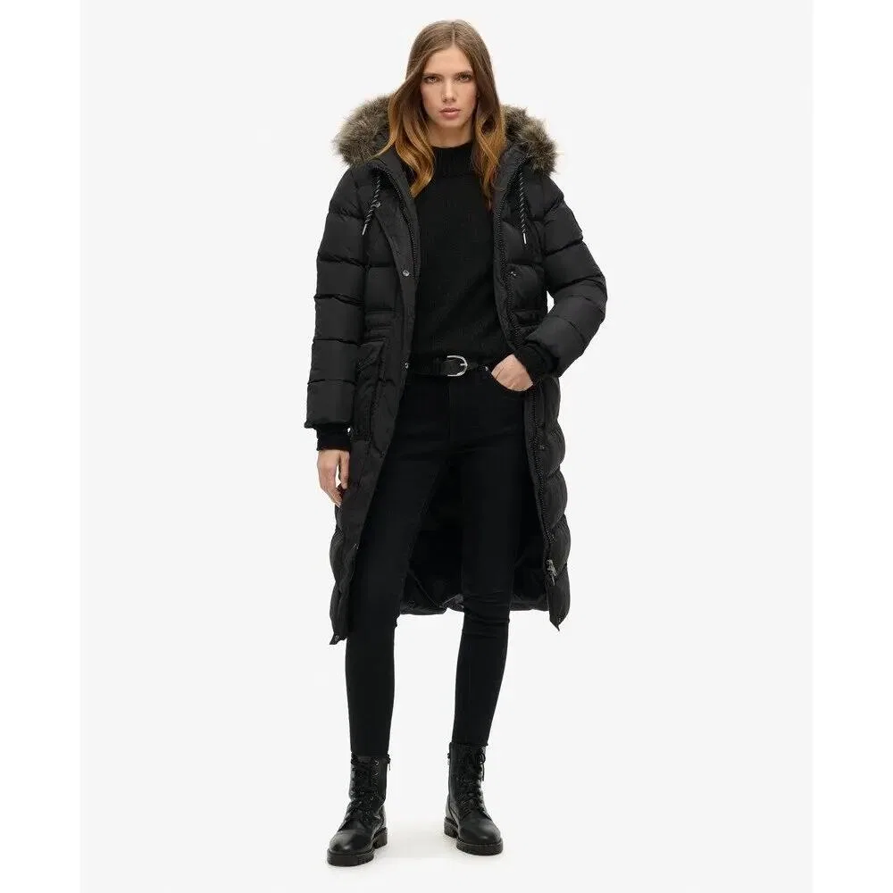 Женское пальто с искусственным мехом Superdry Everest, Черный — фото 3