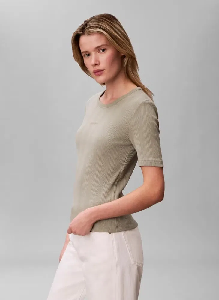 Calvin Klein Футболка с коротким рукавом и рубчиком, серый — фото 3