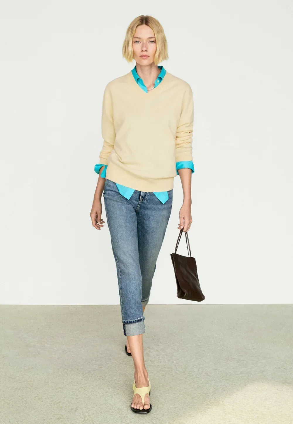 Вязаный свитер из 100% кашемира Massimo Dutti, Light Yellow — фото 2