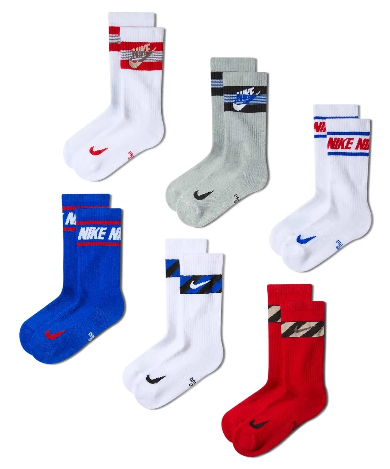 Детские носки с мягкой поддержкой, комплект из 6 пар Nike Everyday, Multi-Color