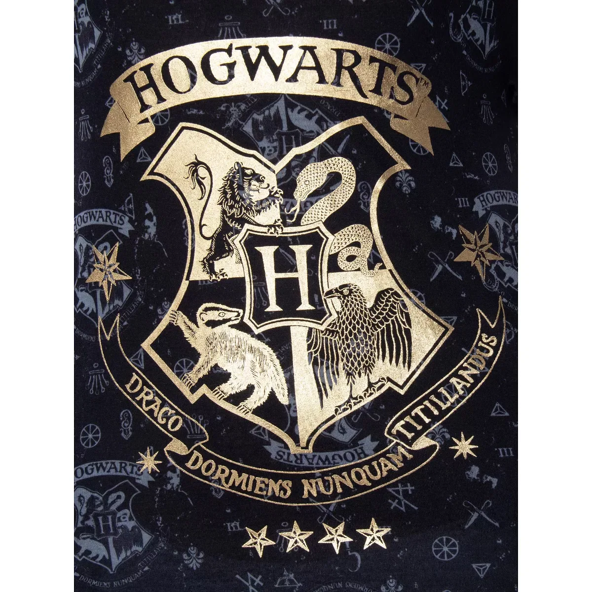 Детская ночная рубашка для девочек с золотым фольгированным принтом Harry Potter Hogwarts Castle INTIMO, Black — фото 3
