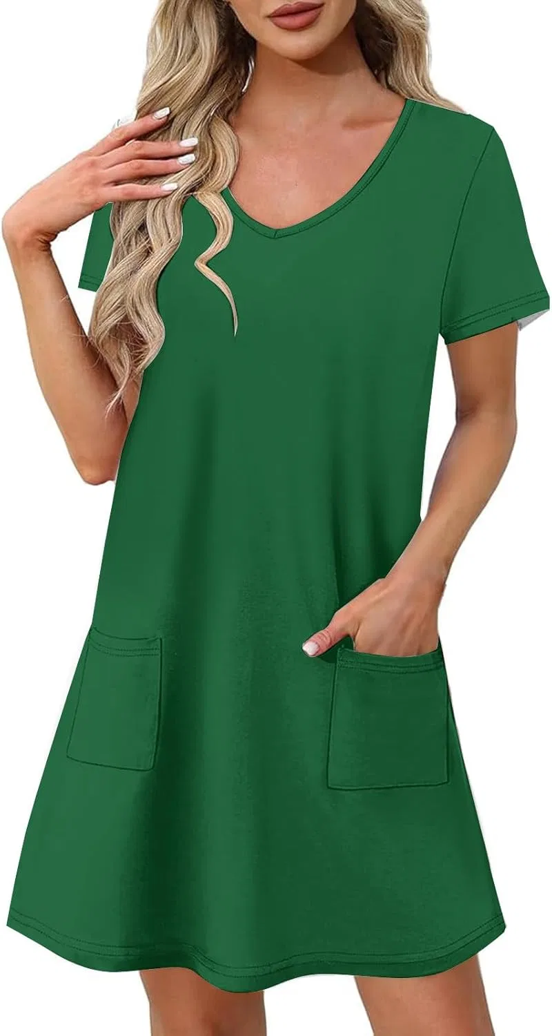 Женское мини-платье с карманами Regular Fit, Green