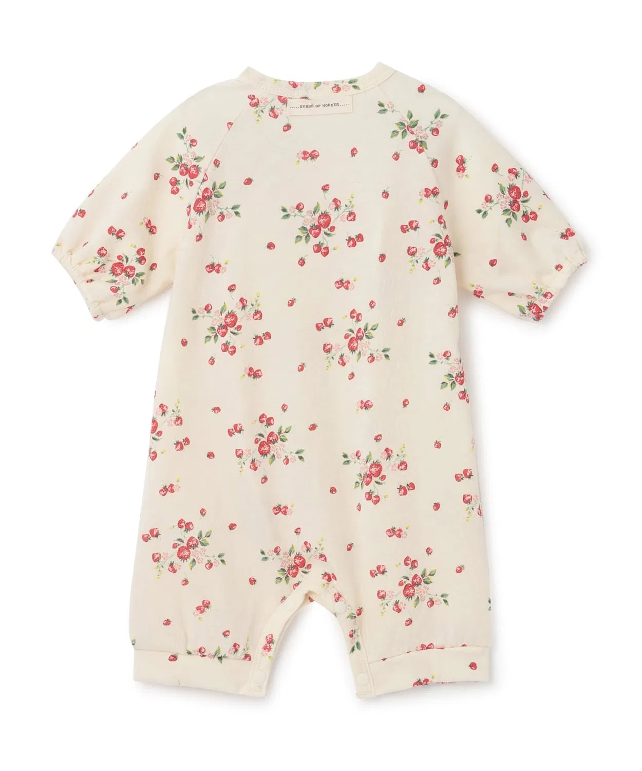 Детский боди-комбинезон с принтом Organic Wild Strawberry sense of wonder, Белый — фото 2