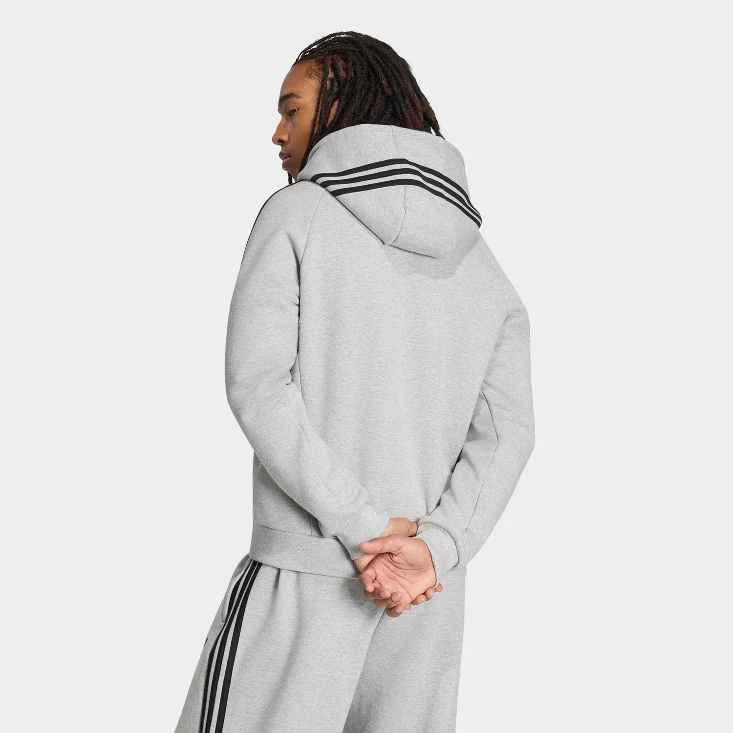 Мужской худи с капюшоном и шнурком Adidas Originals, Medium Grey Heather — фото 3