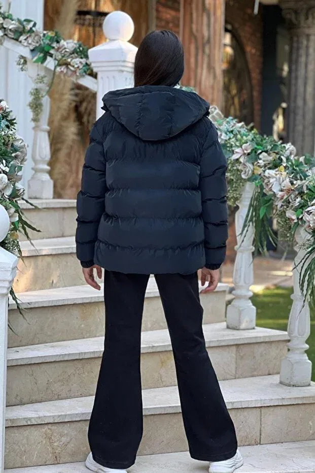 Детское зимнее пальто для девочек с капюшоном Zaziko Kids, Navy Blue — фото 4