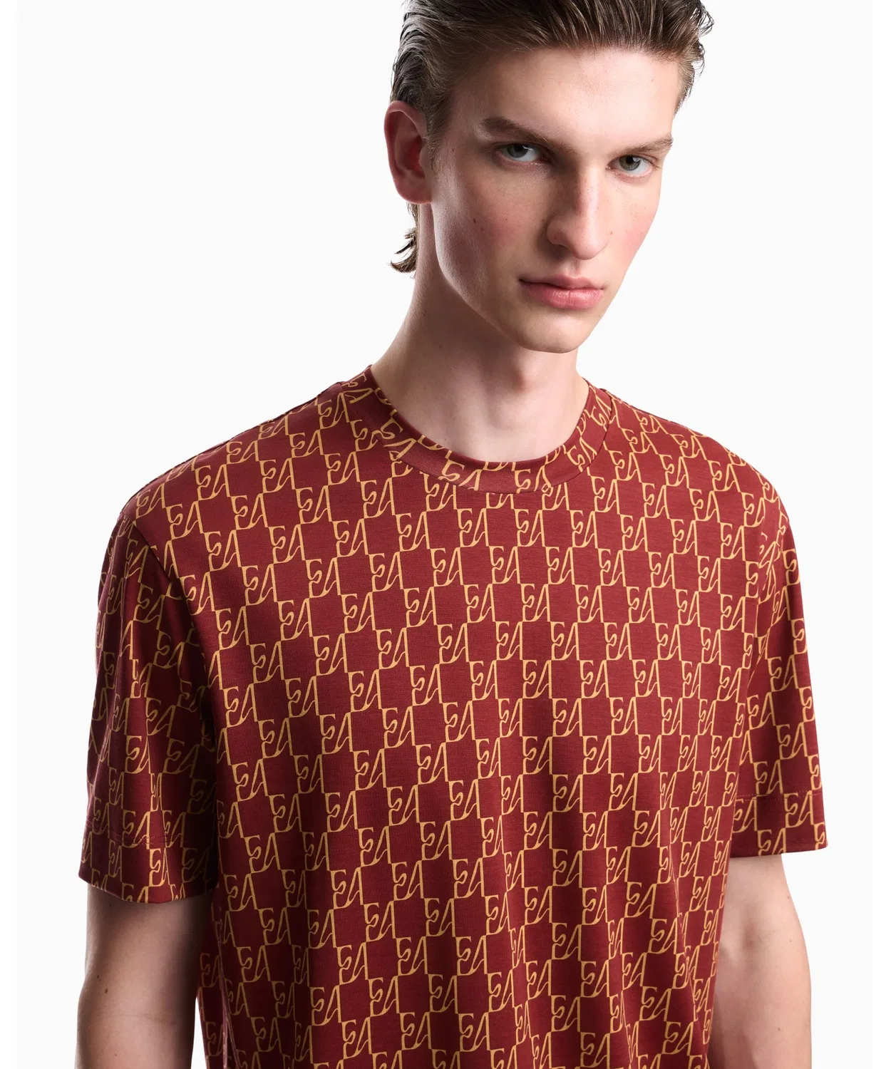 Мужская футболка с коротким рукавом из хлопка и лиоцелла Regular Fit Emporio Armani, Red — фото 4