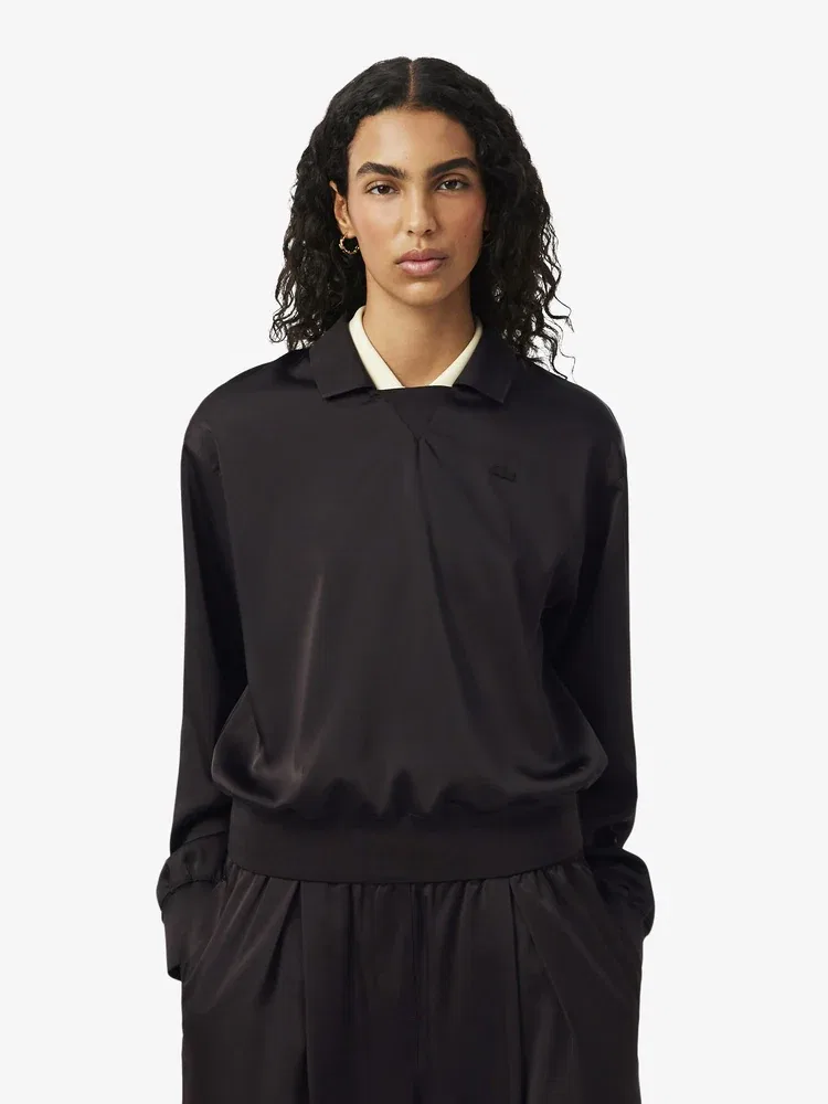 Футболка с длинным рукавом LACOSTE Flowing Satin, сатиновая, Antique Gold