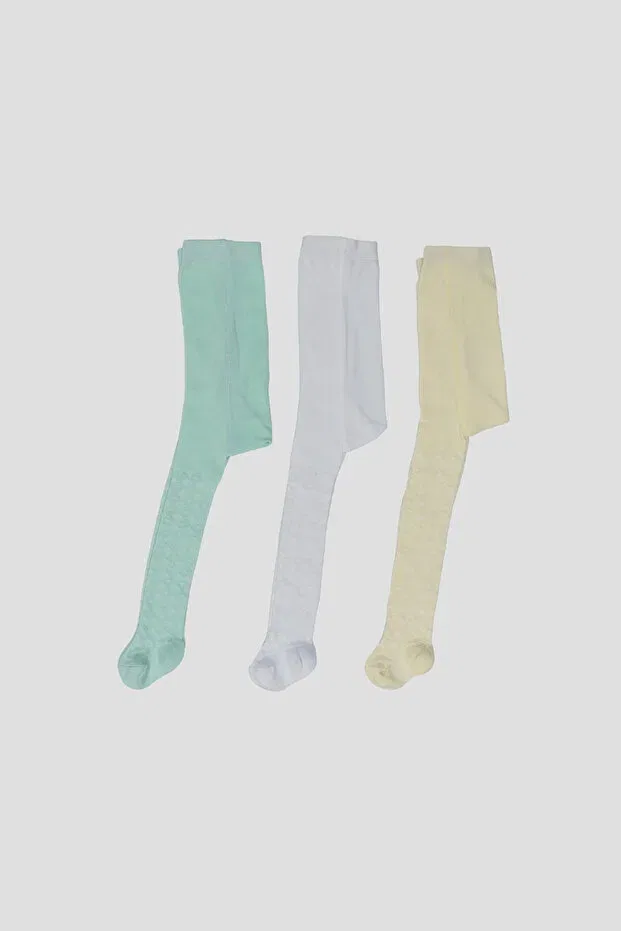 Детские колготки для девочек с жаккардовым узором 3 шт Defne Baby, Multicolor — фото 4