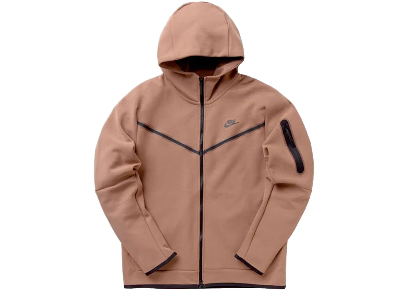 Мужская куртка-худи с полной застежкой-молнией Nike Sportswear Tech Fleece, Archeo Brown/Archeo Brown/Black