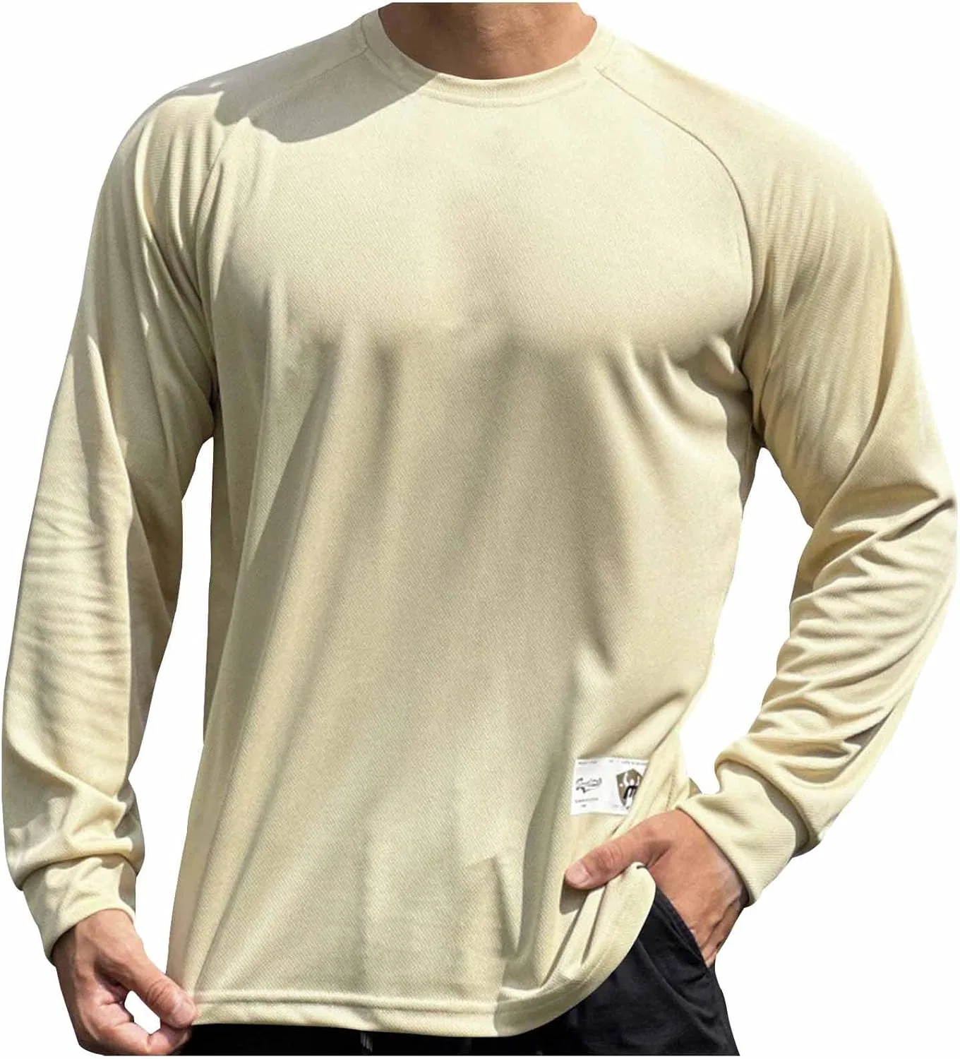 Мужская длинная футболка с круглым вырезом, Beige