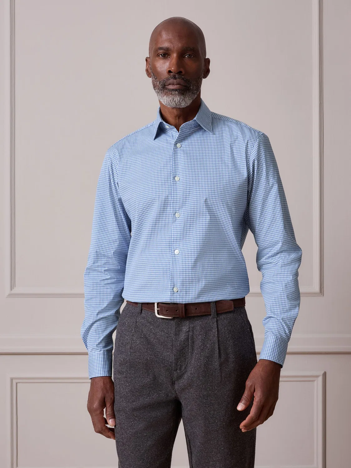 Рубашка с рисунком гингем Slim Fit Next, синяя гингем