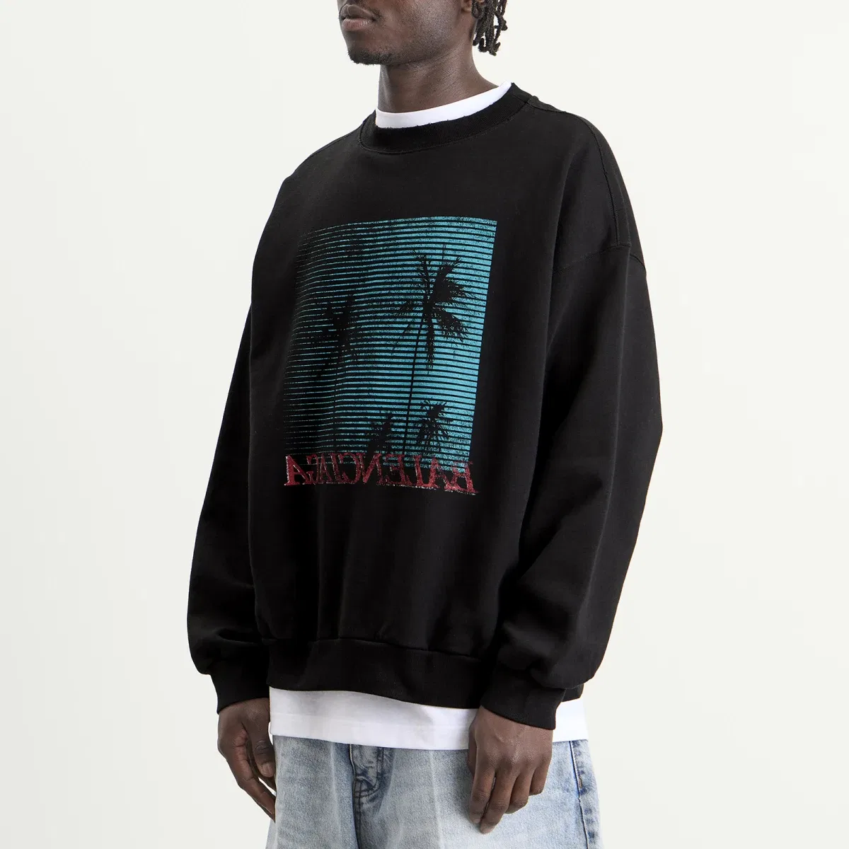 Футболка с длинным рукавом Vintage medium fit crewneck Balenciaga, Black — фото 2