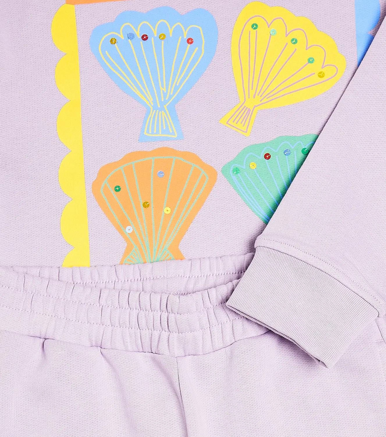 Комплект из свитшота и шорт из флиса с принтом и хлопка Stella Mccartney Kids, фиолетовый — фото 3