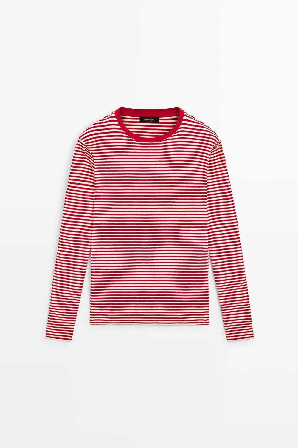 Лонгслив Massimo Dutti 100% Cotton Striped, красный — фото 2