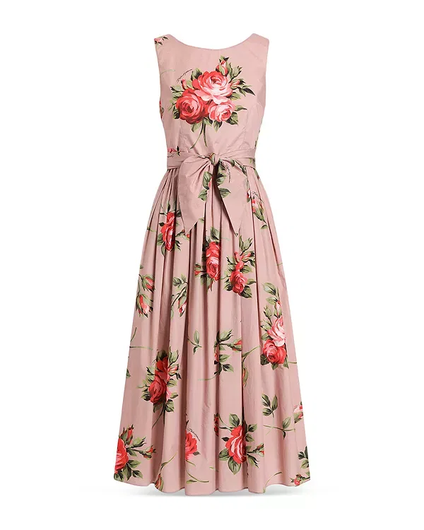 Женское хлопковое платье с принтом Rose Bouquet Print Dolce & Gabbana, Pink Print — фото 4