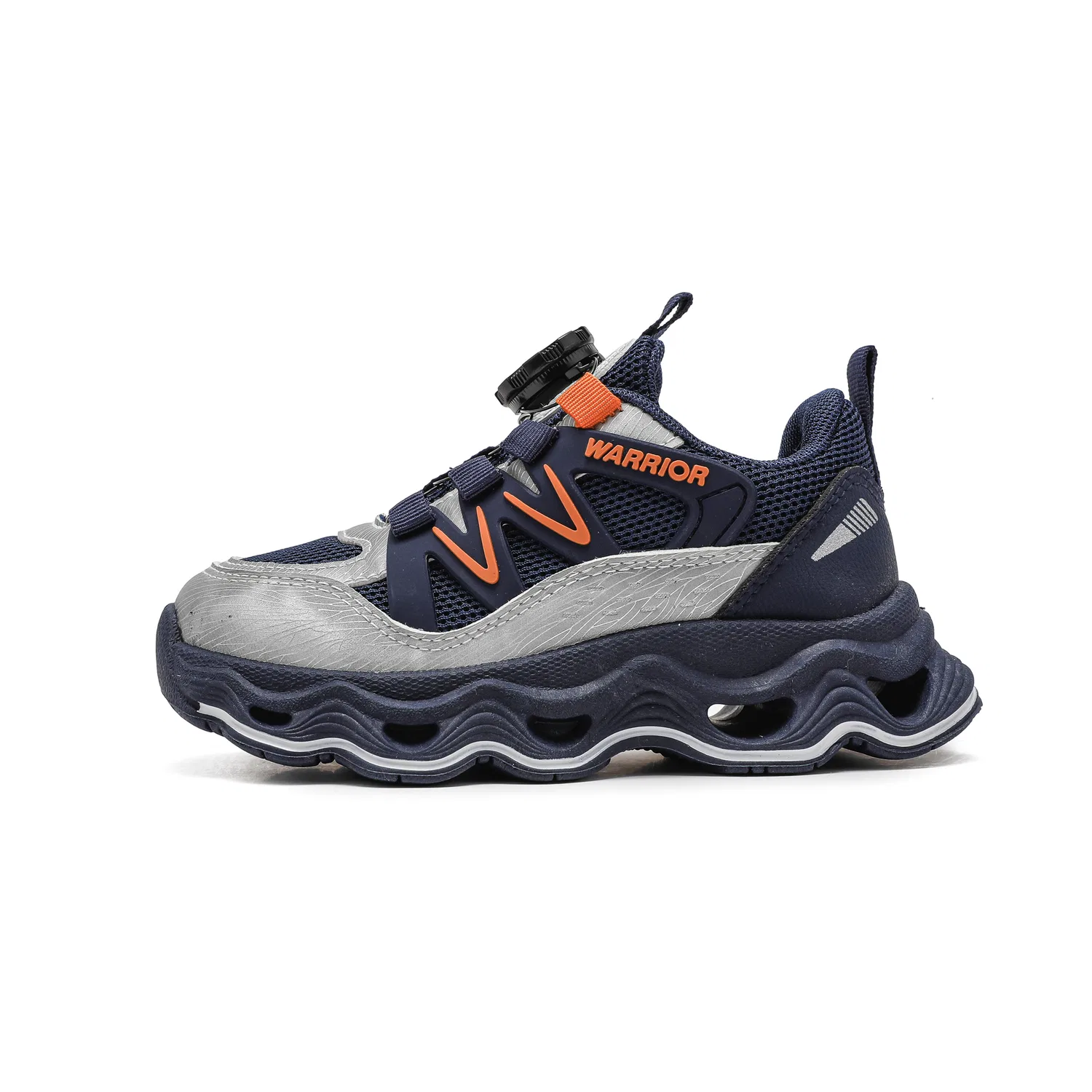Детские повседневные кроссовки из синтетической кожи Dark Blue/Silver Gray WARRIOR