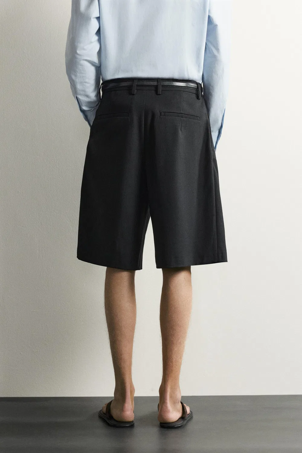Шорты-бермуды с широкими штанинами и плиссировкой ZARA, Black — фото 3