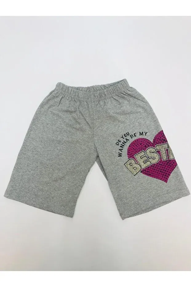 Детские шорты для девочек с принтом Heart Baby Slon Kids Clup, Gray