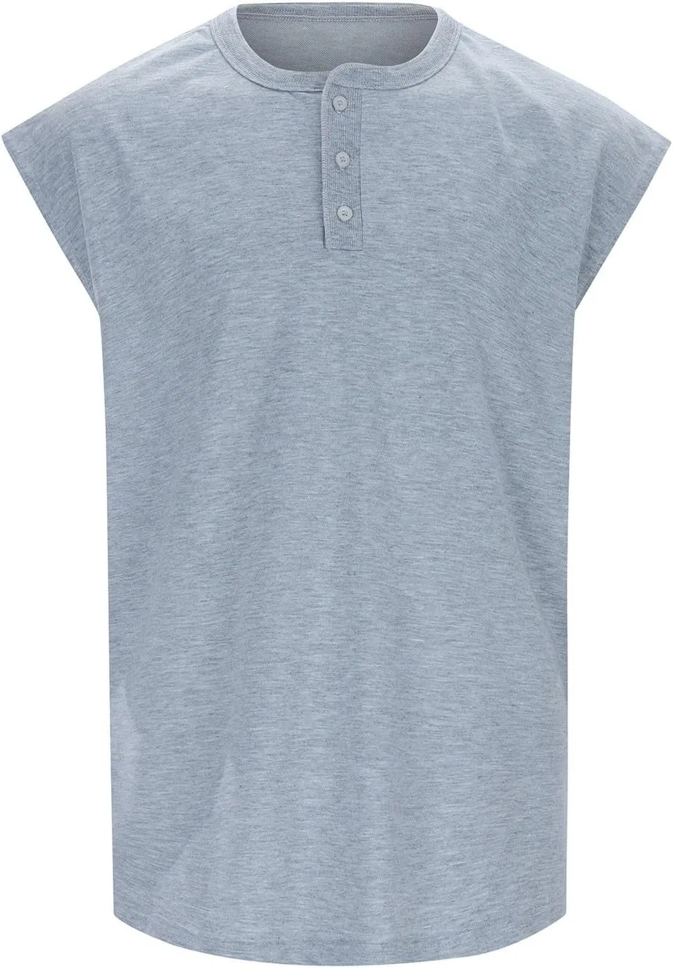 Мужская тренировочная майка без рукавов облегающая Henley, Grey — фото 2