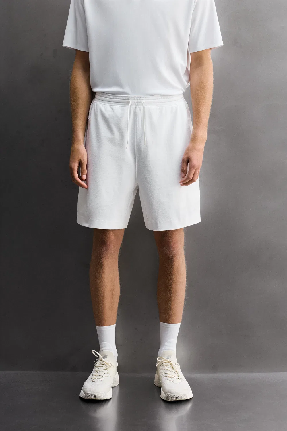 Тренировочные шорты из хлопковой смеси, 23 см ZARA, White — фото 2
