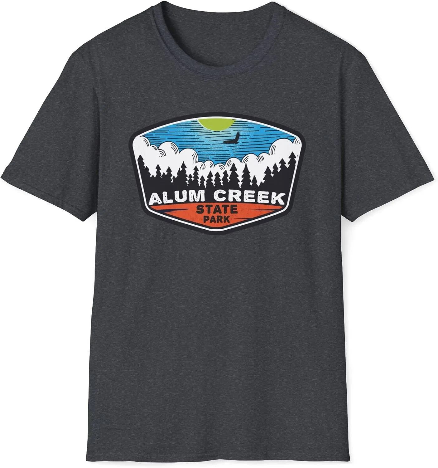Футболка с принтом Alum Creek State Park Gildan, Dark Heather Grey