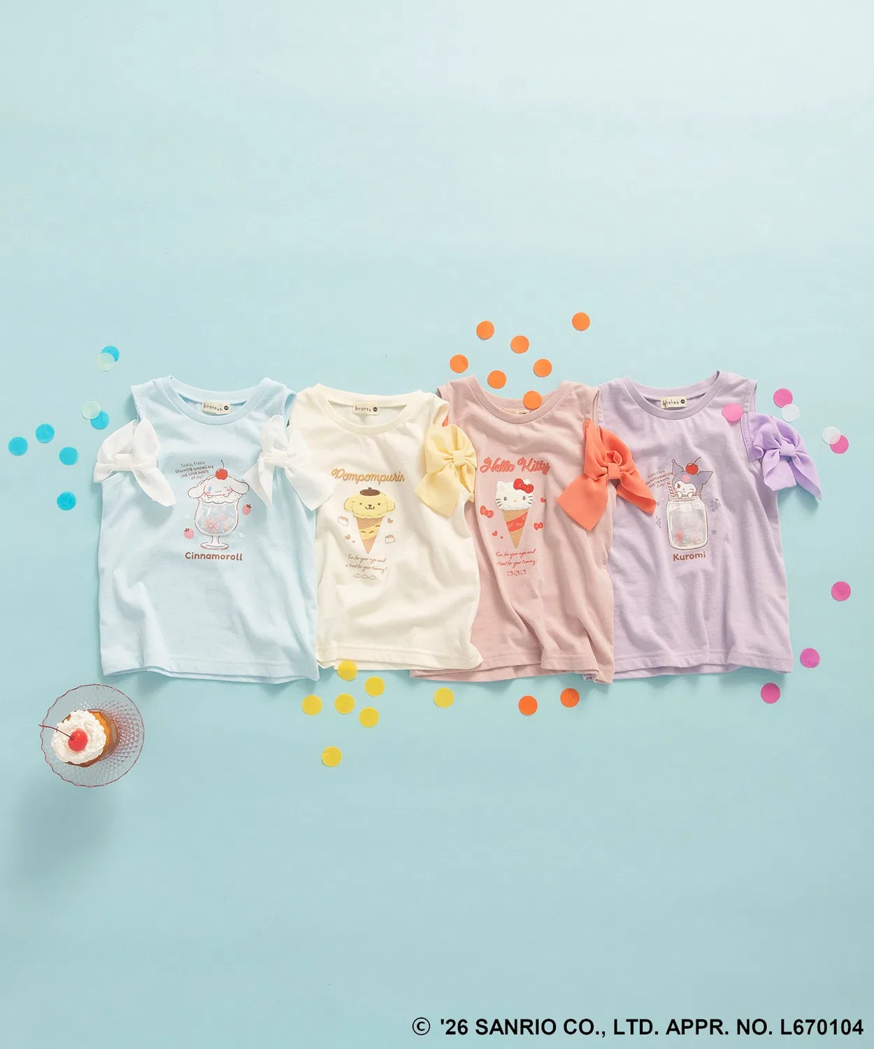 Детская футболка с принтом Sanrio Chiffon Shoulder Top Branshes, Ivory — фото 2