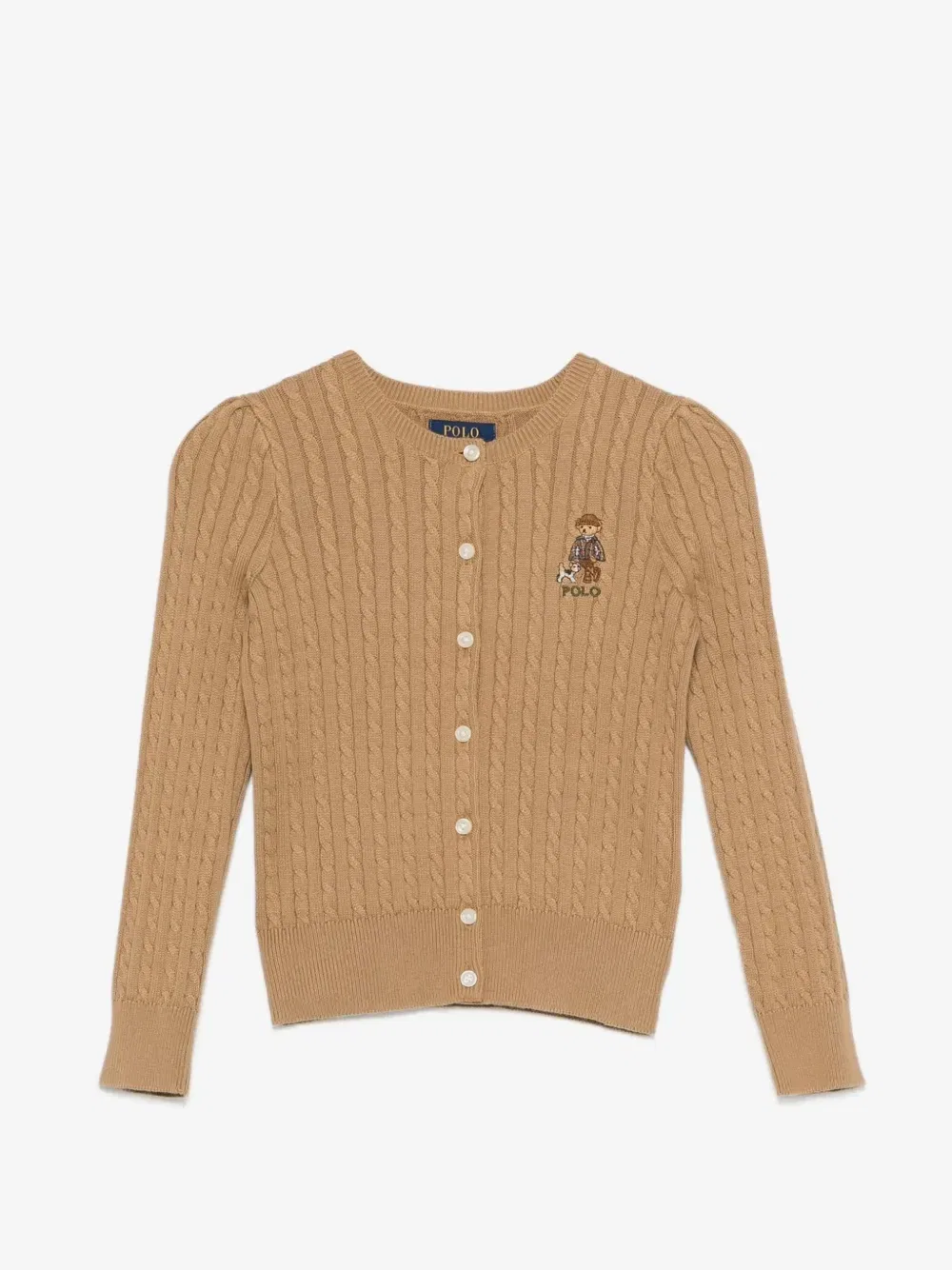 Вязаный кардиган Polo Bear с косами POLO RALPH LAUREN KIDS, коричневый