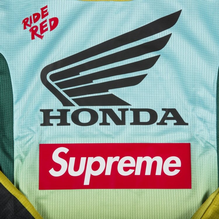 Футболка Supreme x Honda Fox Racing Moto Jersey 'Moss', зеленый — фото 4